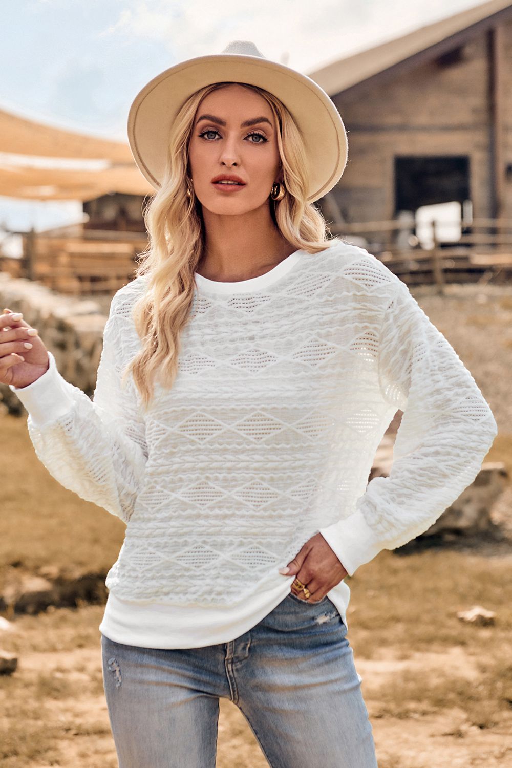 Round Neck Long Sleeve Knit Top