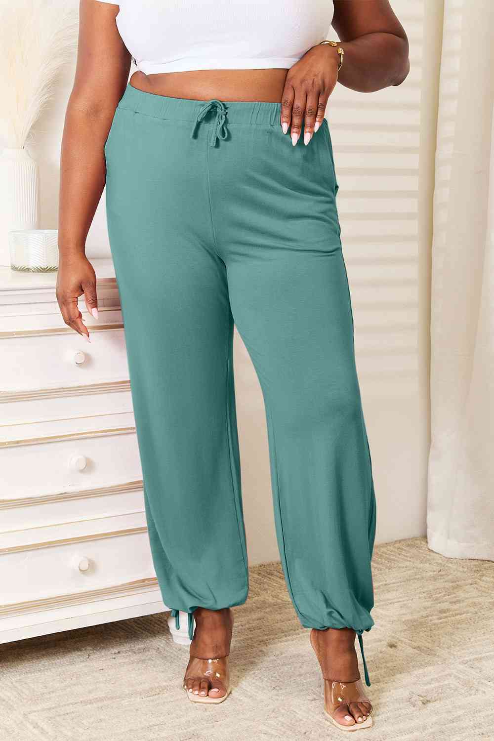 Basic Bae Soft Rayon Drawstring Waist Pants with Pockets