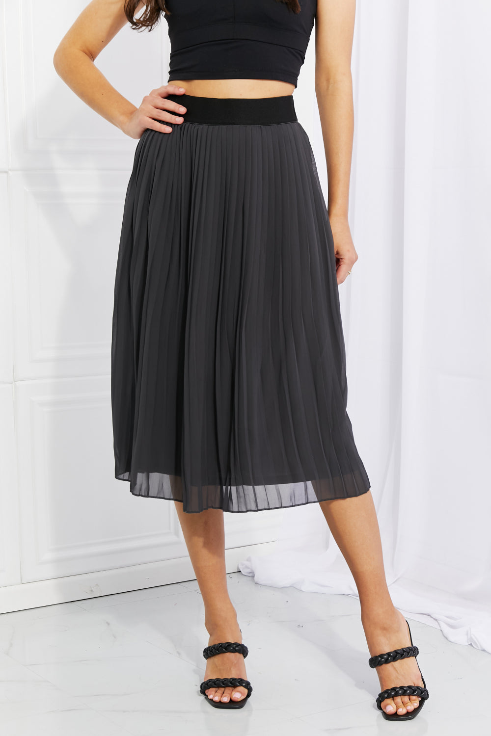 Romantic At Heart Pleated Chiffon Midi Skirt