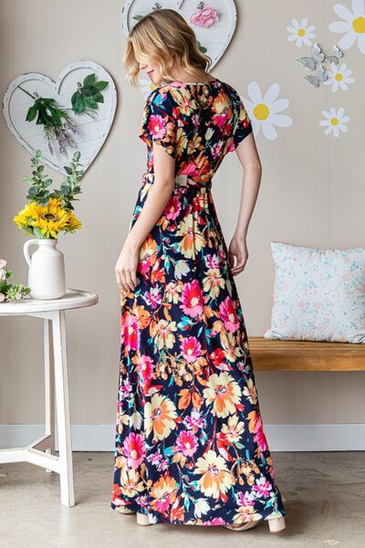 Heimish Floral Surplice Tie Waist Maxi Dress