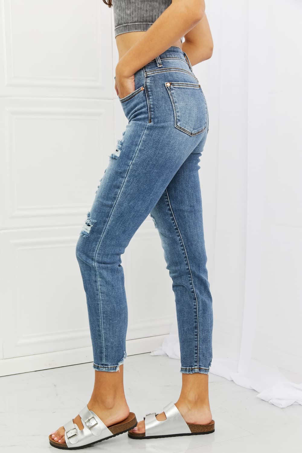 Judy Blue Dahlia Distressed Patch Jeans