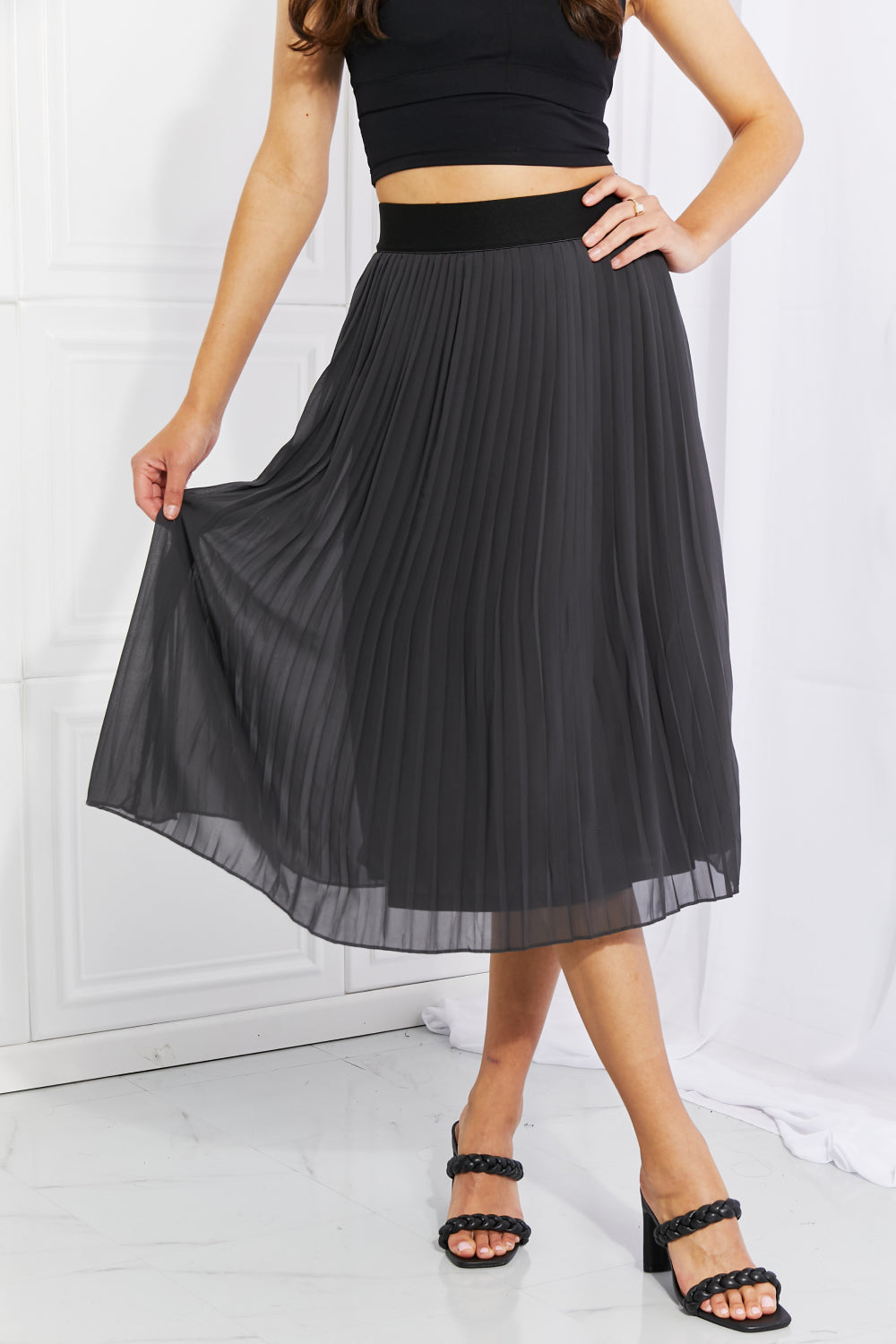 Romantic At Heart Pleated Chiffon Midi Skirt