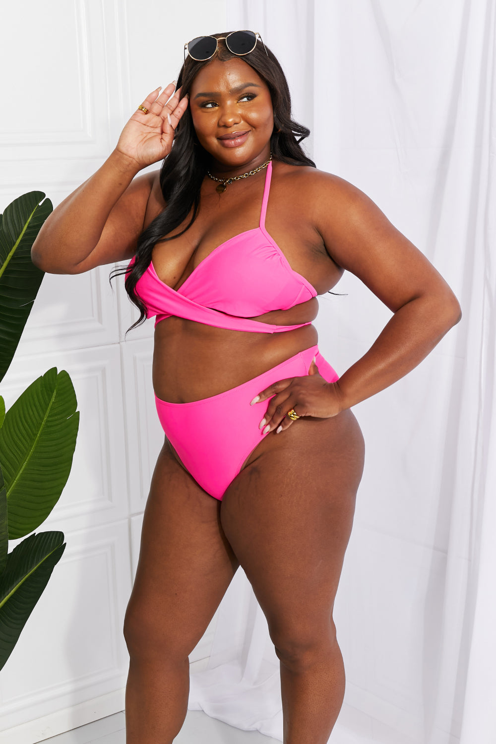 Swim Summer Splash Halter Bikini Set in Pink