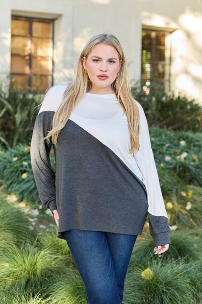 Celeste Design Contrast Long Sleeve Top