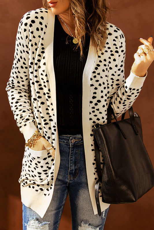 Printed Long Sleeve Cardigan with Pocket