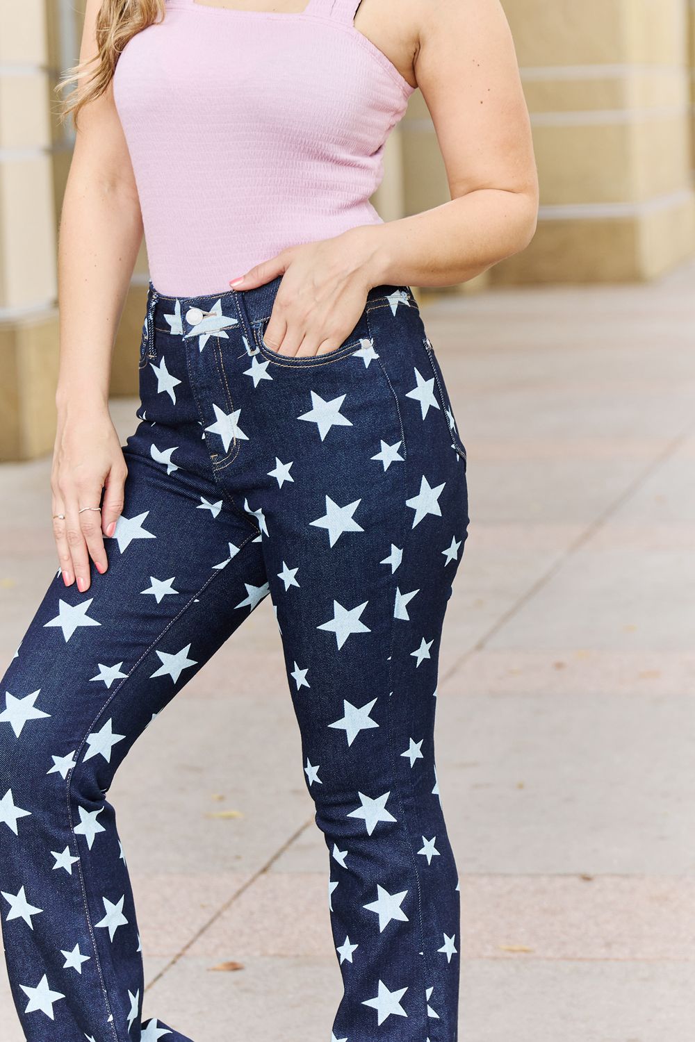 Judy Blue Janelle High Waist Star Print Flare Jeans