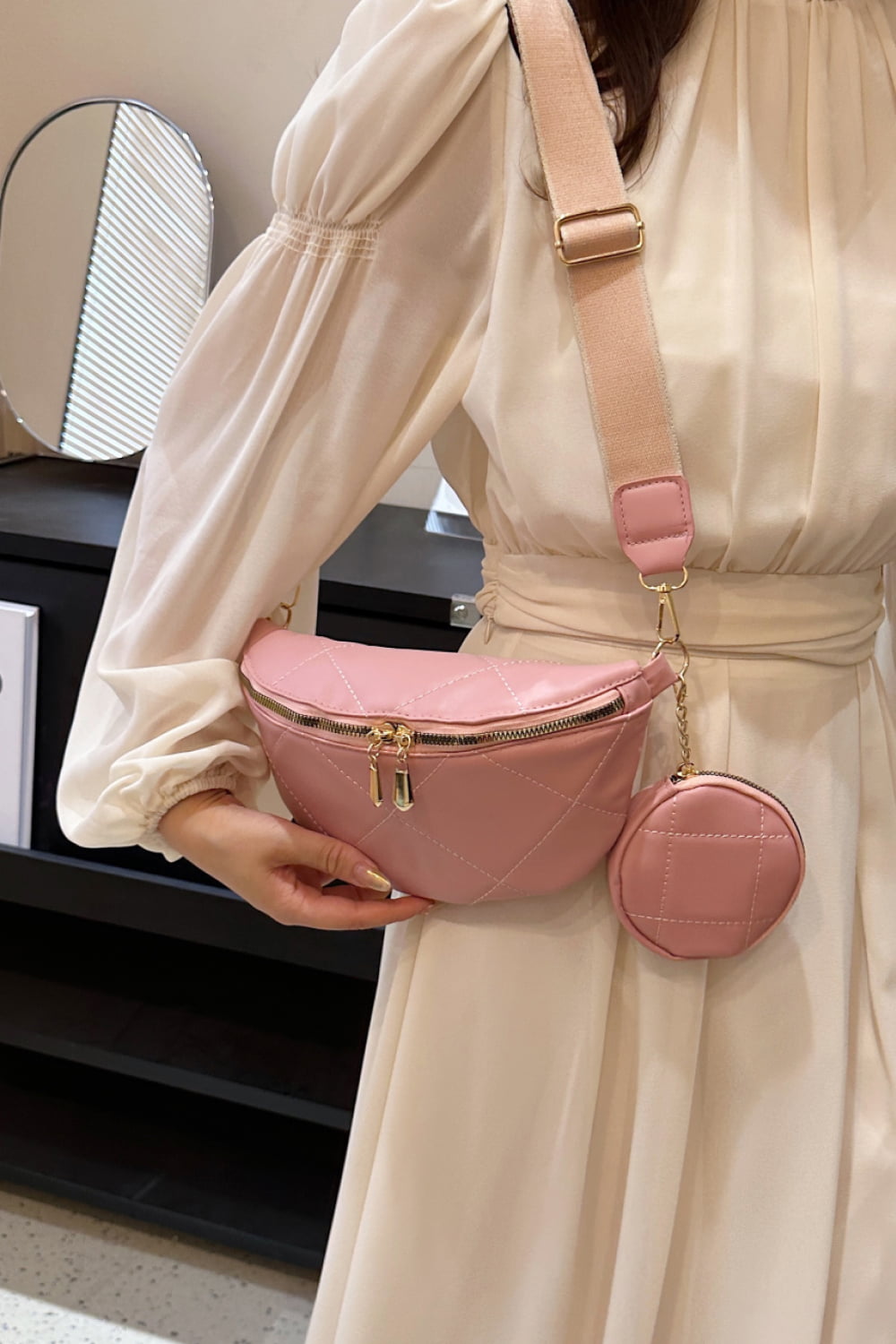 Elegant Essentials Leather Sling Bag with Small Purse