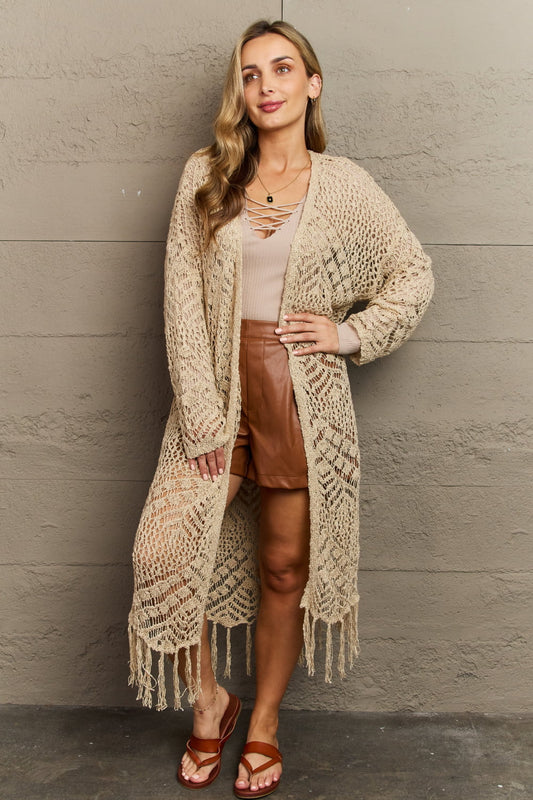 Boho Chic Western Knit Fringe Cardigan