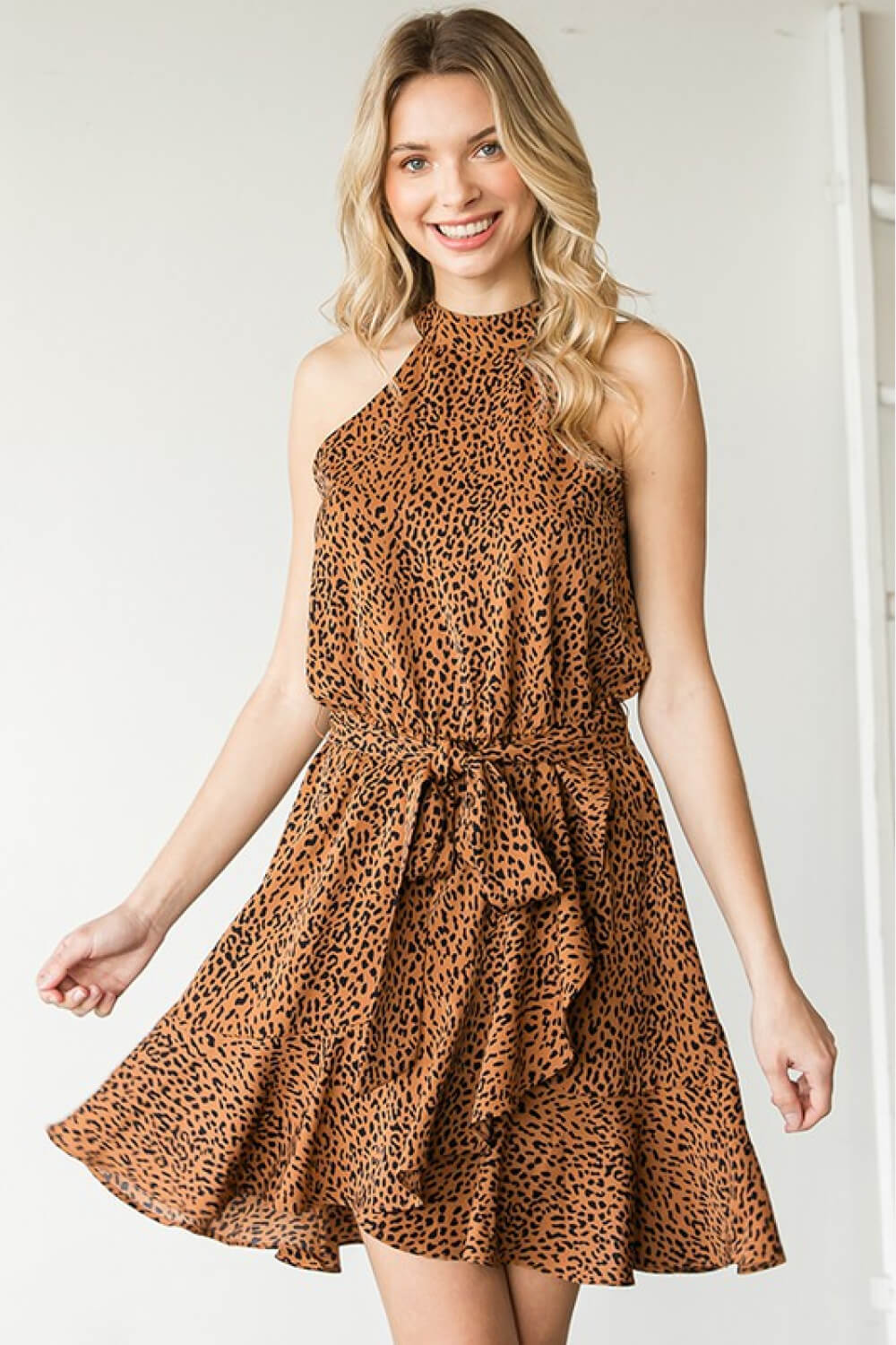 Leopard Belted Sleeveless Dress