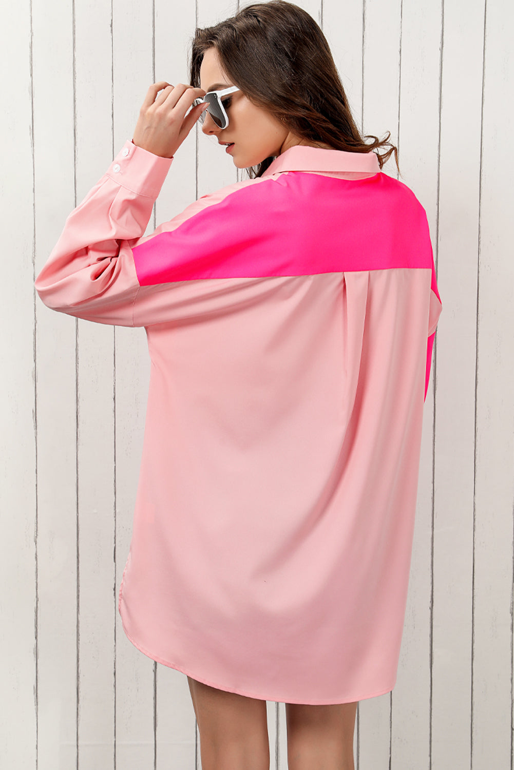 Double Take Collared Longline Shirt