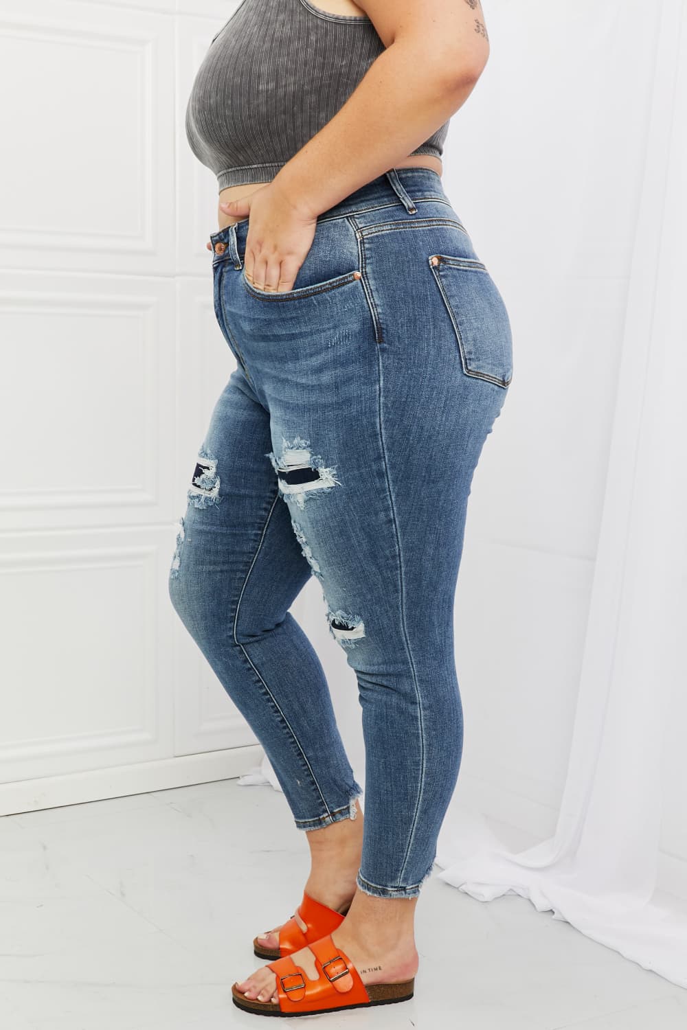 Judy Blue Dahlia Distressed Patch Jeans