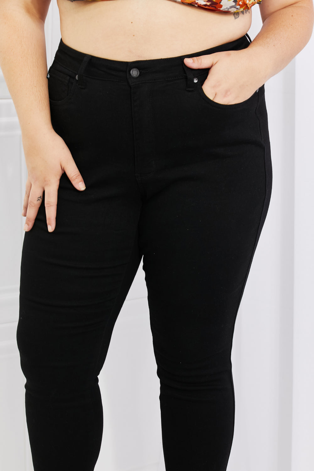 Mila High Waisted Shark Bite Hem Skinny Jeans