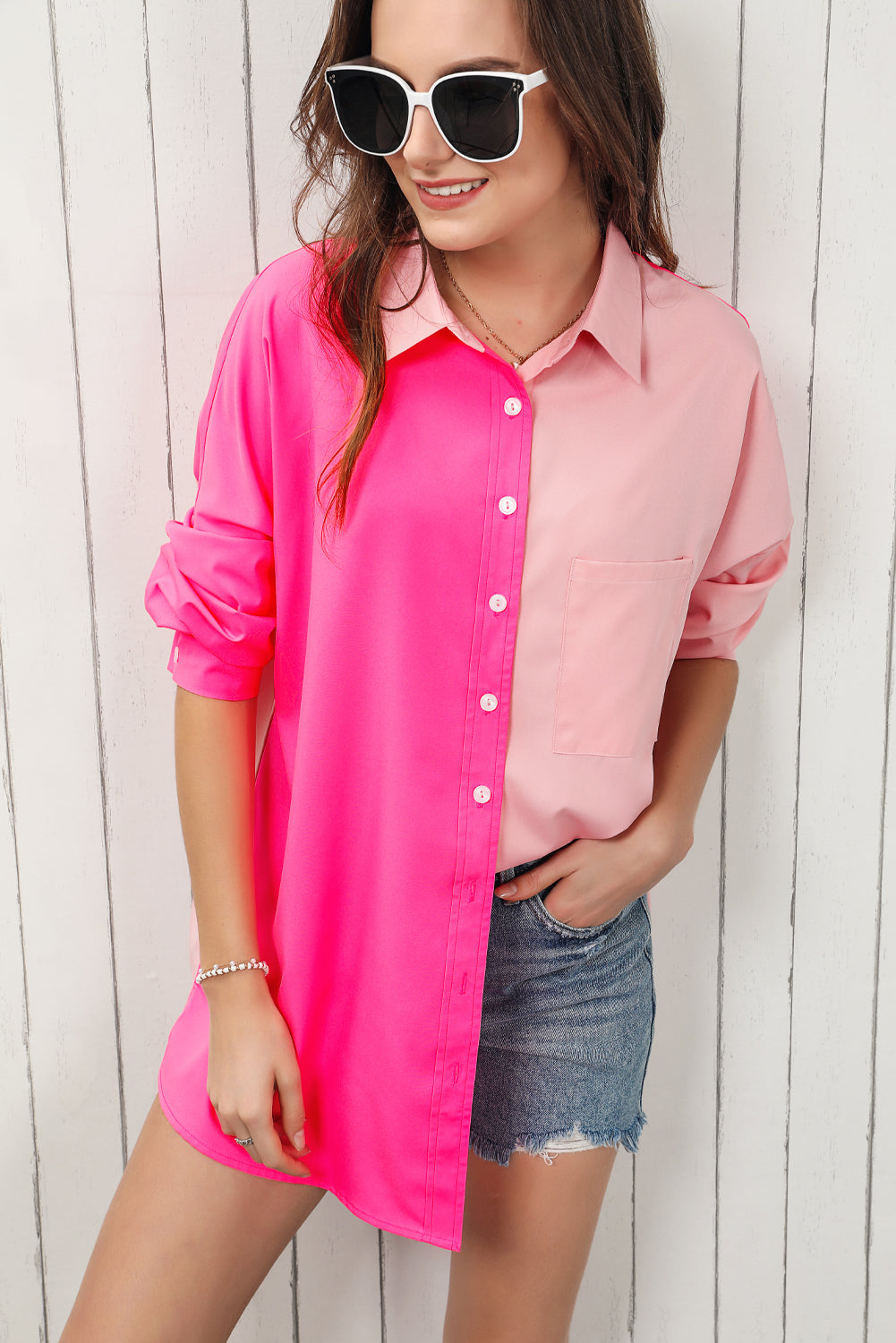 Double Take Collared Longline Shirt