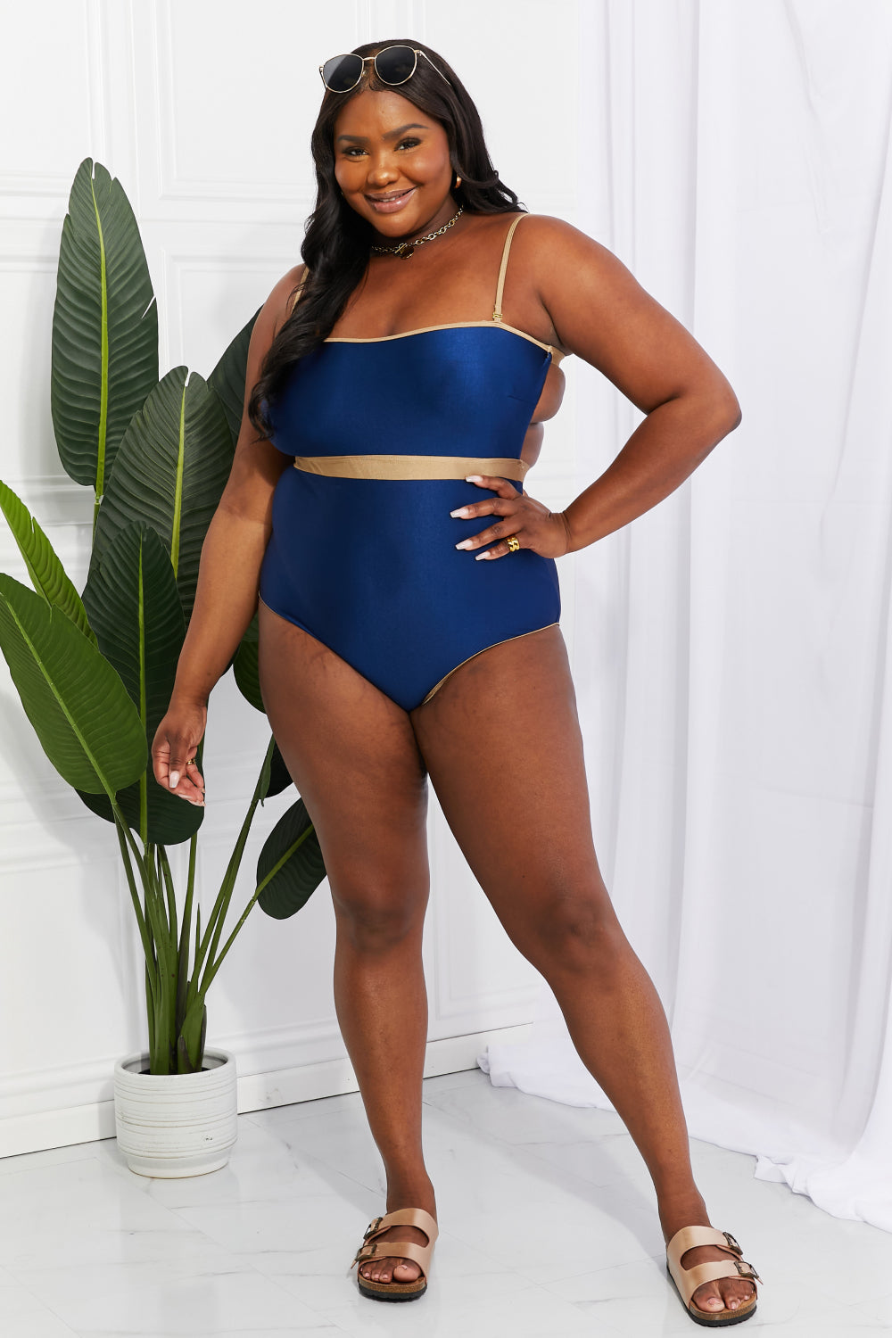 Marina West Wave Break Contrast Trim One-Piece