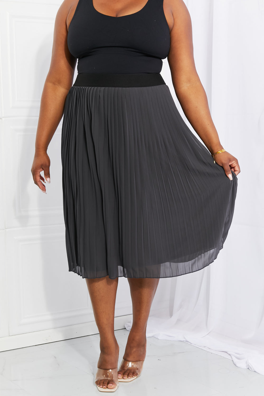 Romantic At Heart Pleated Chiffon Midi Skirt