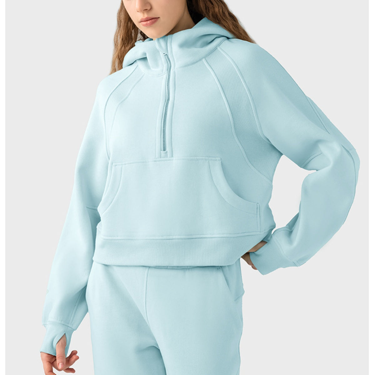 Half-Zip Long Sleeve Sports Hoodie