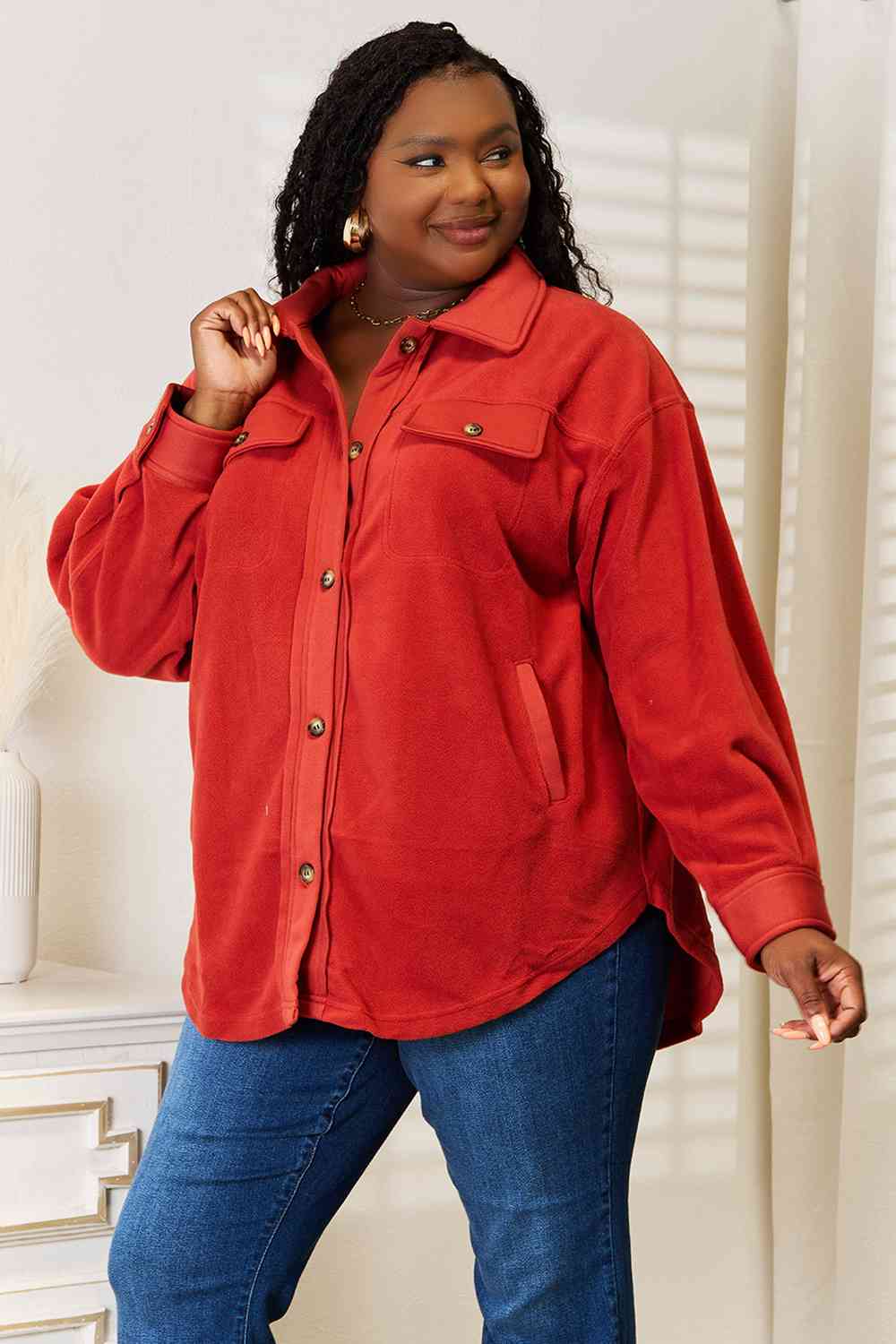 Heimish Cozy Girl Full Size Button Down Shacket