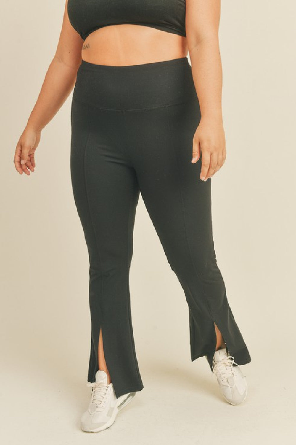 Kimberly C Slit Flare Leg Pants in Black