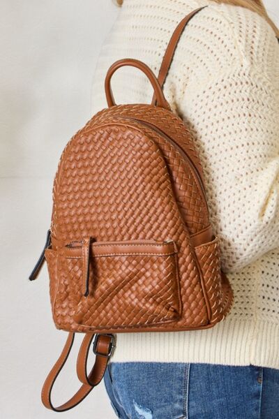 Leather Woven Backpack