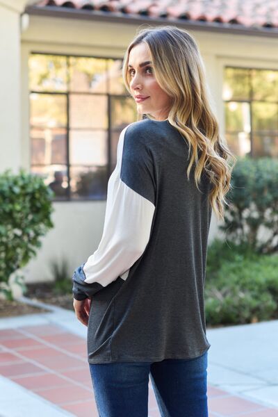 Celeste Design Contrast Long Sleeve Top