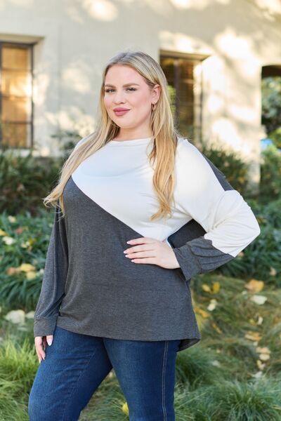 Celeste Design Contrast Long Sleeve Top