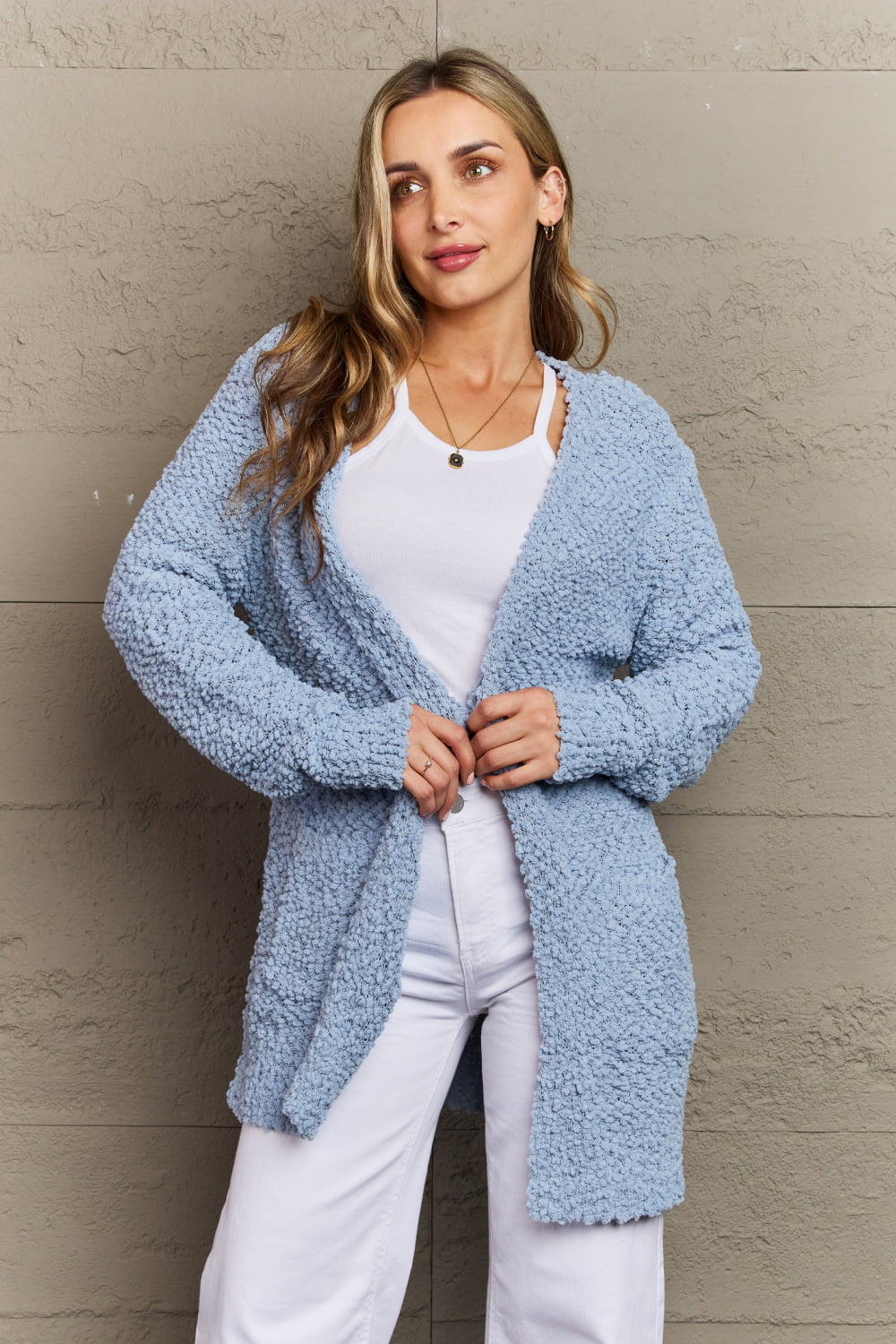 Zenana Falling For You Open Front Cardigan