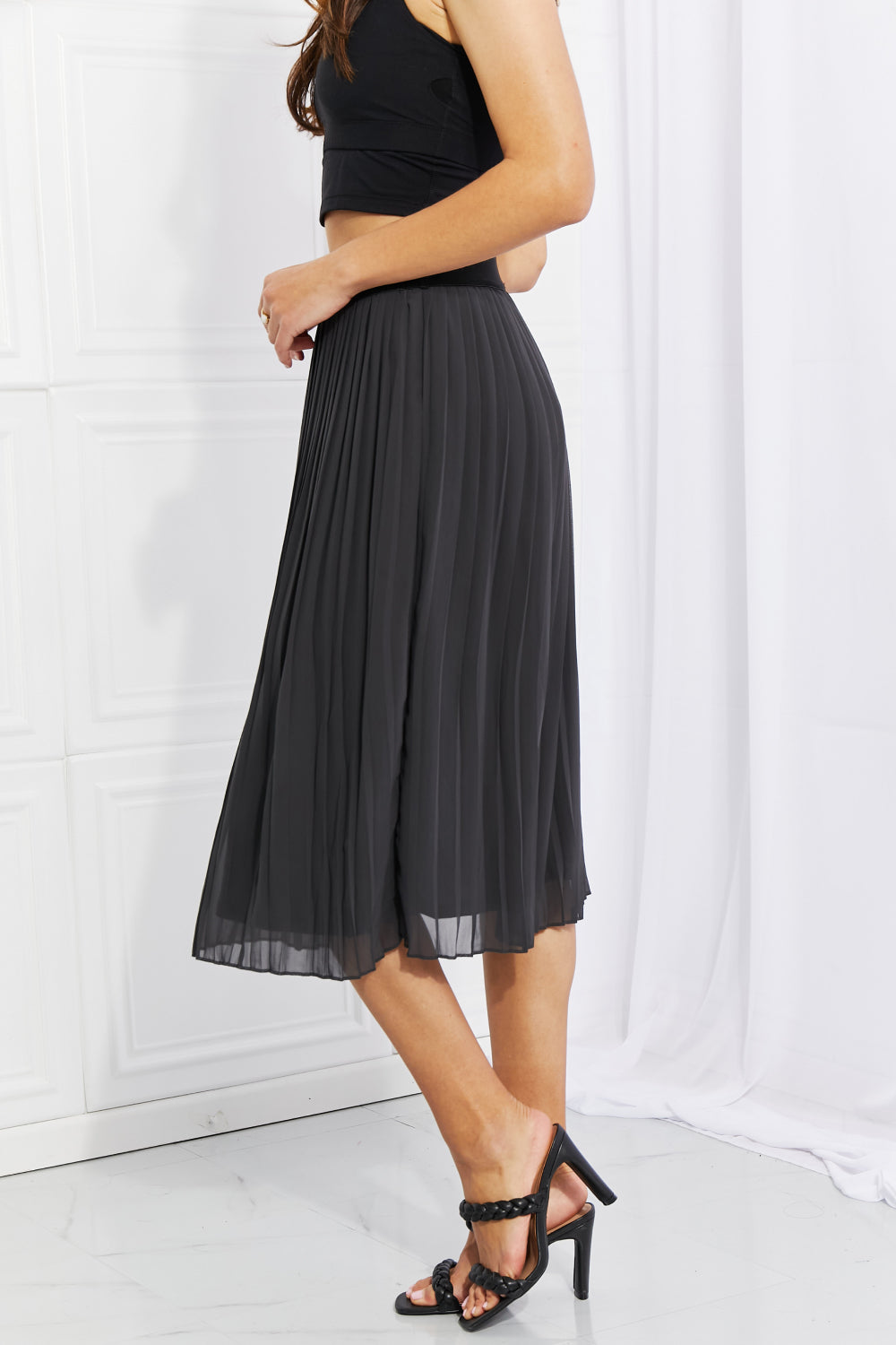 Romantic At Heart Pleated Chiffon Midi Skirt