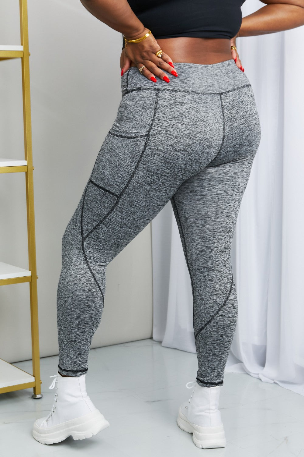 Rae Mode Heathered Wide Waistband Yoga Leggings