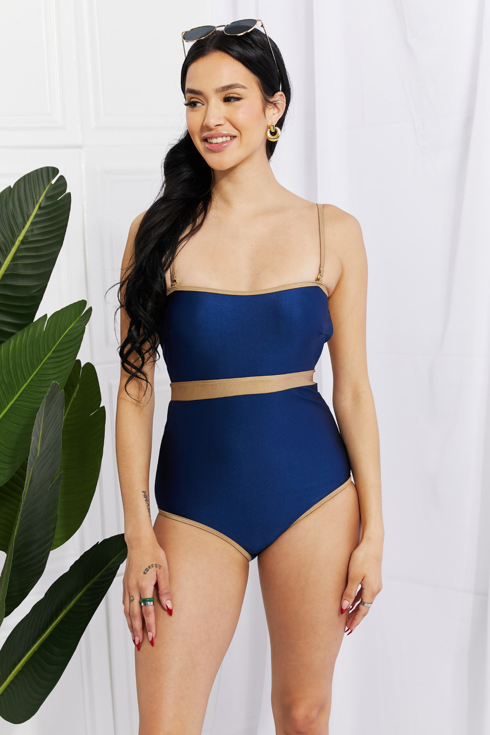 Marina West Wave Break Contrast Trim One-Piece