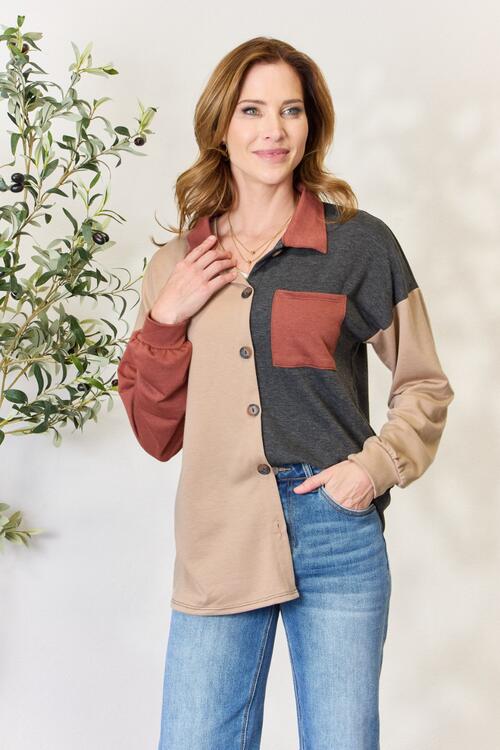 Heimish Color Block Button Down Shacket