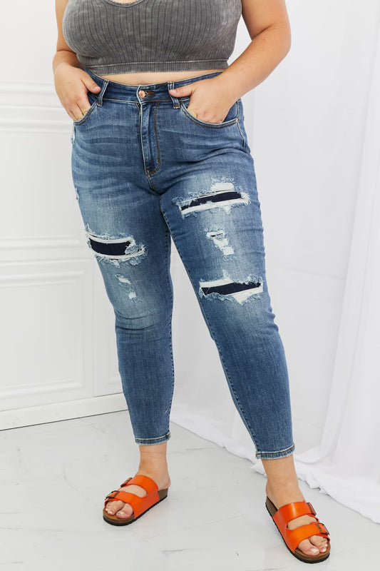 Judy Blue Dahlia Distressed Patch Jeans