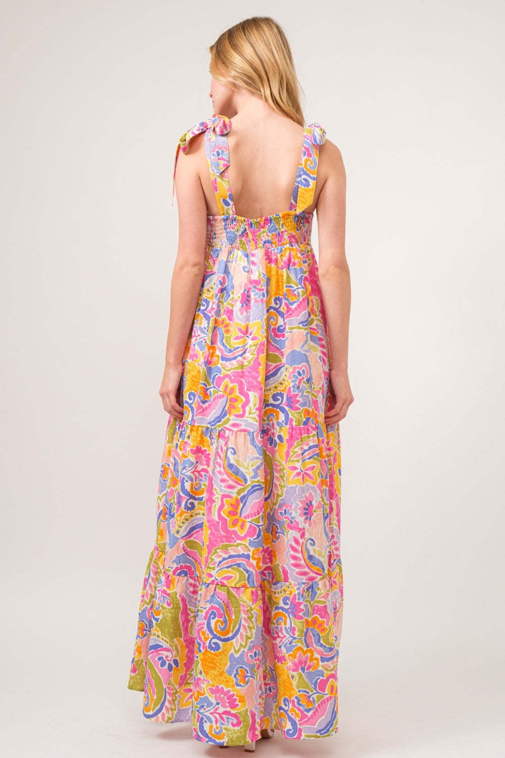 Tie Shoulder Tiered Maxi Dress