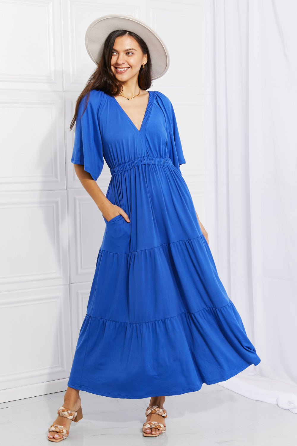 Flare Sleeve Tiered Maxi Dress