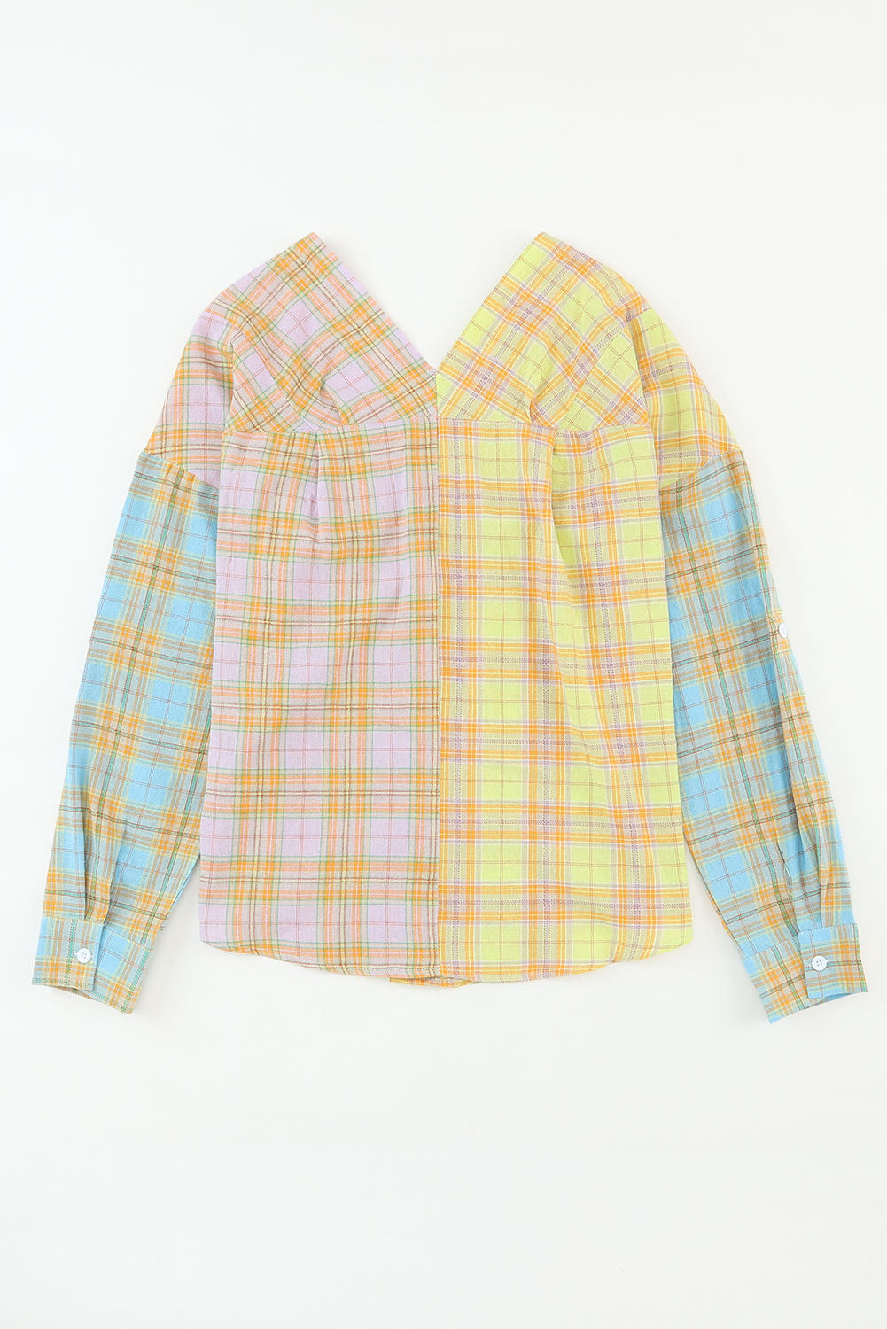 Color Block Open Front Buttoned Shirt with Pocket